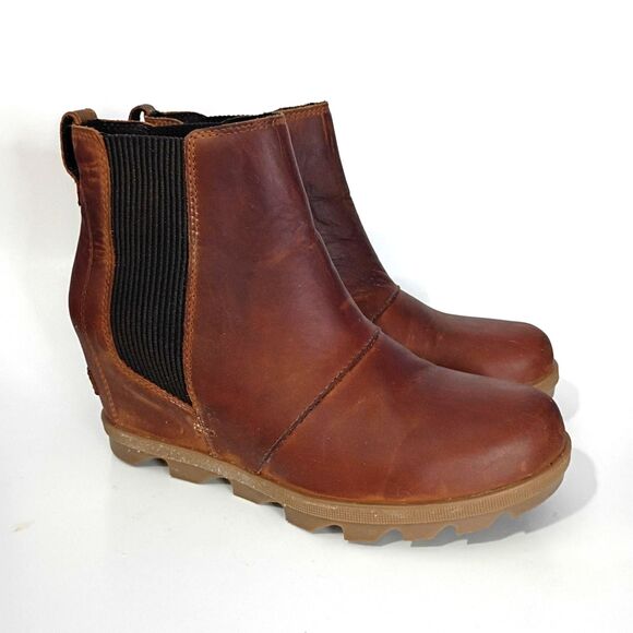 Sorel Women's Joan Of Arctic Wedge II Chelsea Bootie Size 9 Brown Tan Pull On - Picture 1 of 6